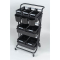 3 Tier Home Storage Metal Kitchen black color Trolley Cart